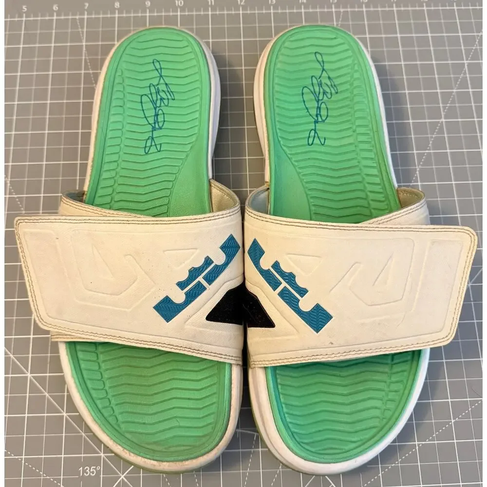 Nike LeBron Air Max Comfort Slide Men's White Green Teal Size 11